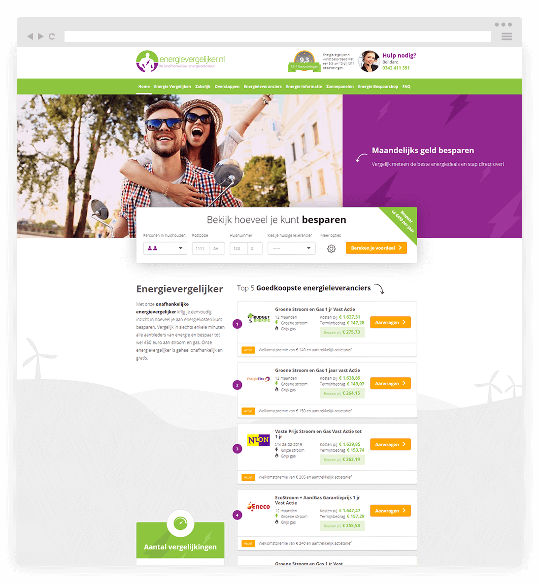 De nieuwe Umbraco-website voor Energievergelijker